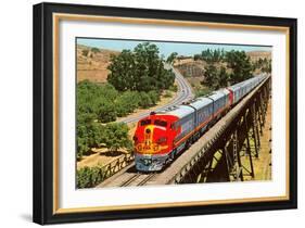 Streamlined Train on Trestle-null-Framed Art Print