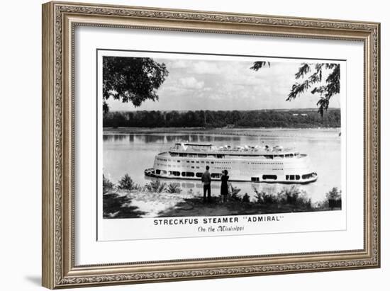 Streckfus Steamer Admiral on the Mississippi-Lantern Press-Framed Art Print