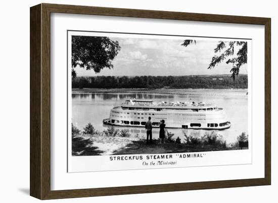 Streckfus Steamer Admiral on the Mississippi-Lantern Press-Framed Art Print