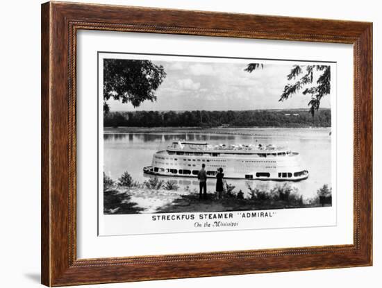 Streckfus Steamer Admiral on the Mississippi-Lantern Press-Framed Art Print