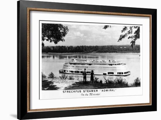 Streckfus Steamer Admiral on the Mississippi-Lantern Press-Framed Art Print