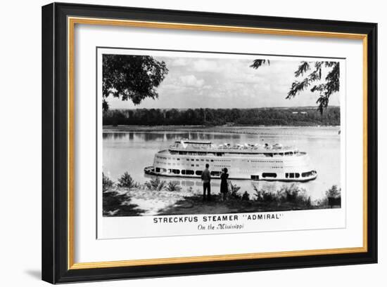 Streckfus Steamer Admiral on the Mississippi-Lantern Press-Framed Art Print