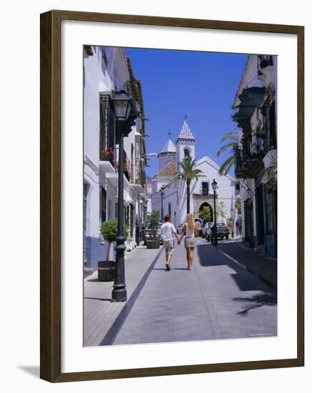 Street and Church in the Old Town, Marbella, Costa Del Sol, Andalucia (Andalusia), Spain, Europe-Gavin Hellier-Framed Photographic Print