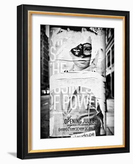 Street Art, Trendy Advertising, Manhattan, Brooklyn, New York, Black and White Photography-Philippe Hugonnard-Framed Photographic Print