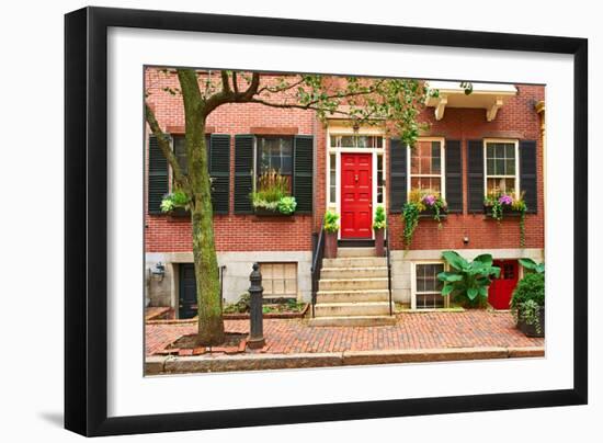 Street at Beacon Hill Neighborhood, Boston, Usa.-haveseen-Framed Photographic Print