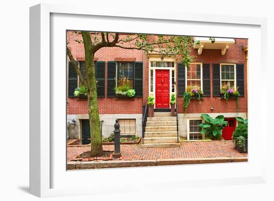 Street at Beacon Hill Neighborhood, Boston, Usa.-haveseen-Framed Photographic Print