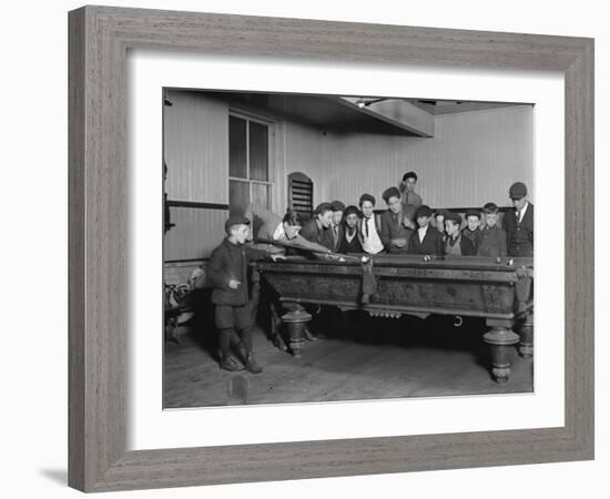 Street Boys Playing Billiards at the Boys Club Photograph - New Haven, CT-Lantern Press-Framed Art Print