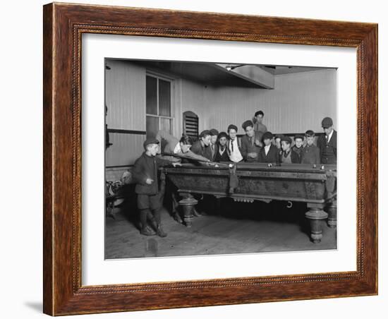 Street Boys Playing Billiards at the Boys Club Photograph - New Haven, CT-Lantern Press-Framed Art Print