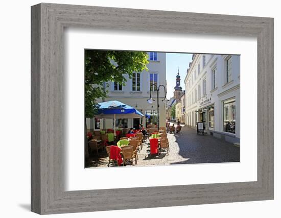 Street Cafe on St. Johanner Markt Square in the Old Town, Saarbrucken, Saarland, Germany, Europe-Hans-Peter Merten-Framed Photographic Print