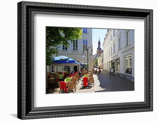 Street Cafe on St. Johanner Markt Square in the Old Town, Saarbrucken, Saarland, Germany, Europe-Hans-Peter Merten-Framed Photographic Print