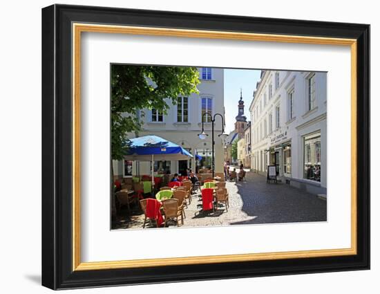 Street Cafe on St. Johanner Markt Square in the Old Town, Saarbrucken, Saarland, Germany, Europe-Hans-Peter Merten-Framed Photographic Print