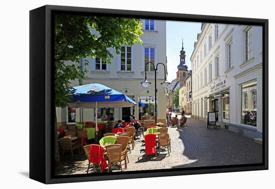 Street Cafe on St. Johanner Markt Square in the Old Town, Saarbrucken, Saarland, Germany, Europe-Hans-Peter Merten-Framed Premier Image Canvas