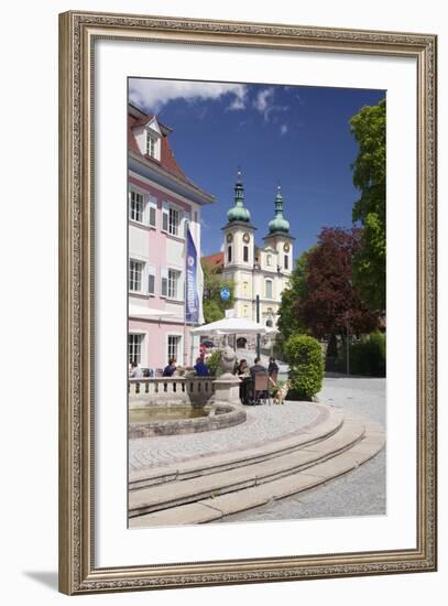 Street Cafe, St. Johann Church, Donaueschingen, Black Forest, Baden Wurttemberg, Germany-Markus Lange-Framed Photographic Print
