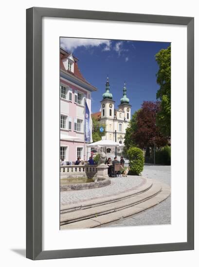 Street Cafe, St. Johann Church, Donaueschingen, Black Forest, Baden Wurttemberg, Germany-Markus Lange-Framed Photographic Print