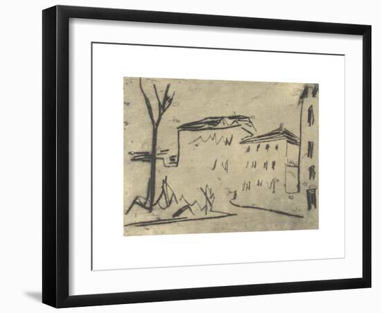 Street Corner in Dresden-Ernst Ludwig Kirchner-Framed Premium Giclee Print