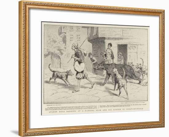 Street Dogs Barking at a Dancing Bear and His Keeper in Constantinople-null-Framed Giclee Print