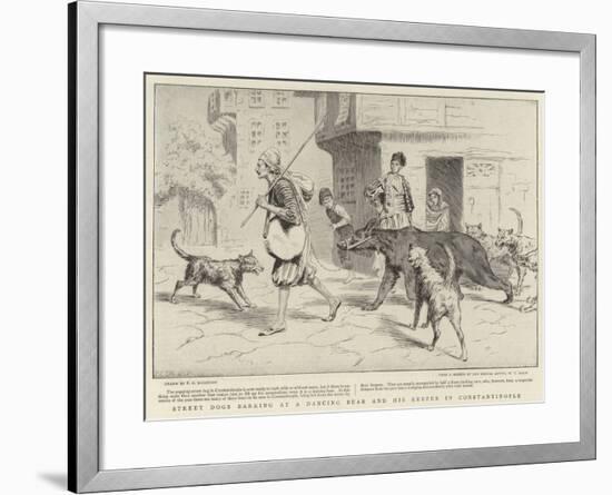 Street Dogs Barking at a Dancing Bear and His Keeper in Constantinople-null-Framed Giclee Print