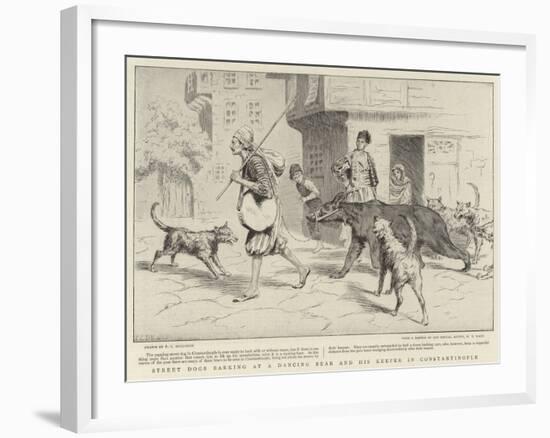 Street Dogs Barking at a Dancing Bear and His Keeper in Constantinople-null-Framed Giclee Print