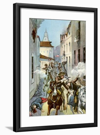 Street Fight in Santiago, Cuba, Spanish-American War, 1898-null-Framed Giclee Print