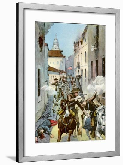 Street Fight in Santiago, Cuba, Spanish-American War, 1898-null-Framed Giclee Print