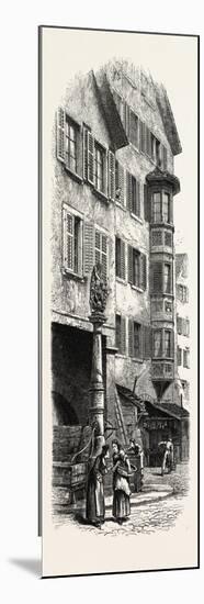 Street Fountain, Zurich, Switzerland, 19th Century-null-Mounted Giclee Print