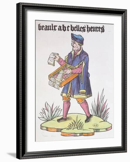 Street Hawker Selling Alphabet Primers and Books, from Cris De Paris, circa 1515-null-Framed Giclee Print