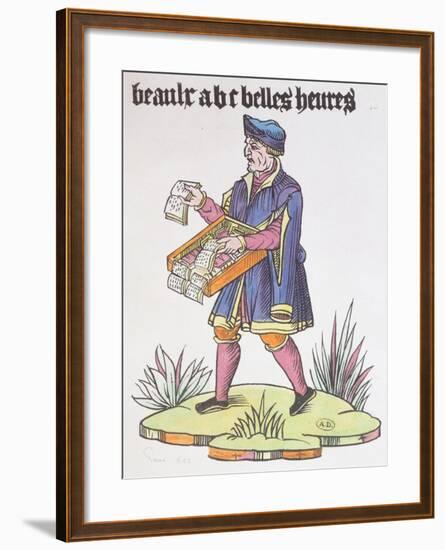 Street Hawker Selling Alphabet Primers and Books, from Cris De Paris, circa 1515-null-Framed Giclee Print