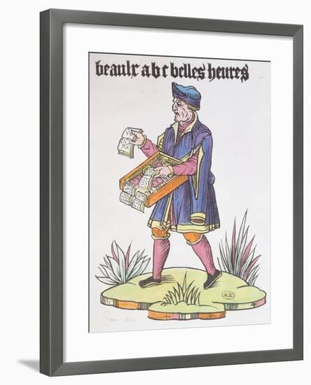 Street Hawker Selling Alphabet Primers and Books, from Cris De Paris, circa 1515-null-Framed Giclee Print