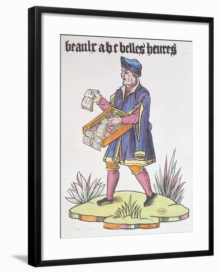 Street Hawker Selling Alphabet Primers and Books, from Cris De Paris, circa 1515-null-Framed Giclee Print