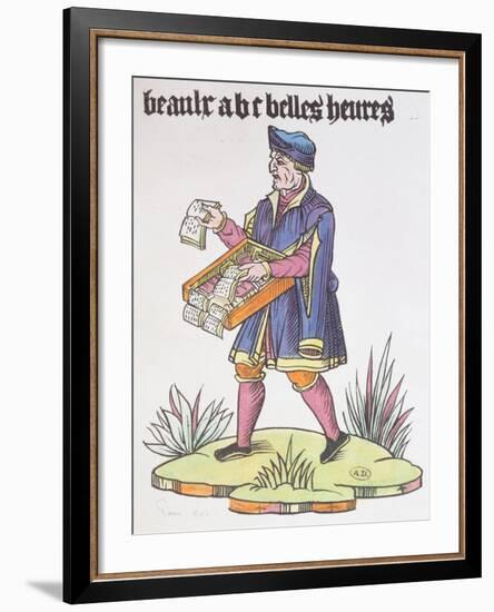 Street Hawker Selling Alphabet Primers and Books, from Cris De Paris, circa 1515-null-Framed Giclee Print