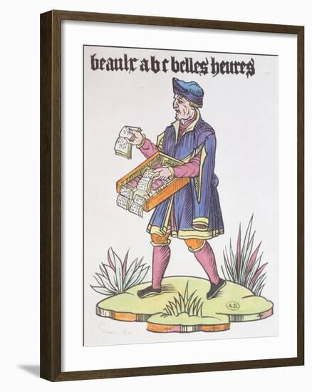 Street Hawker Selling Alphabet Primers and Books, from Cris De Paris, circa 1515-null-Framed Giclee Print