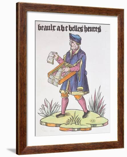 Street Hawker Selling Alphabet Primers and Books, from Cris De Paris, circa 1515-null-Framed Giclee Print