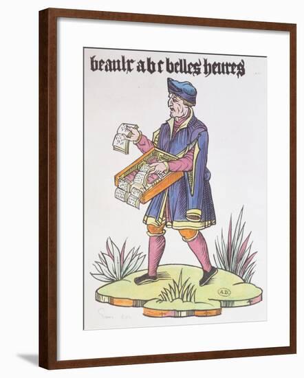 Street Hawker Selling Alphabet Primers and Books, from Cris De Paris, circa 1515-null-Framed Giclee Print