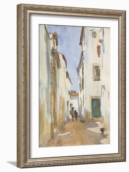 Street in a Mediterranean Town (Brush & W/C over Pencil on Paper)-John Singer Sargent-Framed Giclee Print