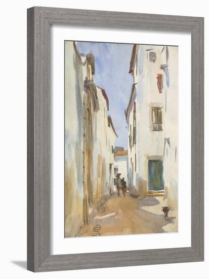 Street in a Mediterranean Town (Brush & W/C over Pencil on Paper)-John Singer Sargent-Framed Giclee Print