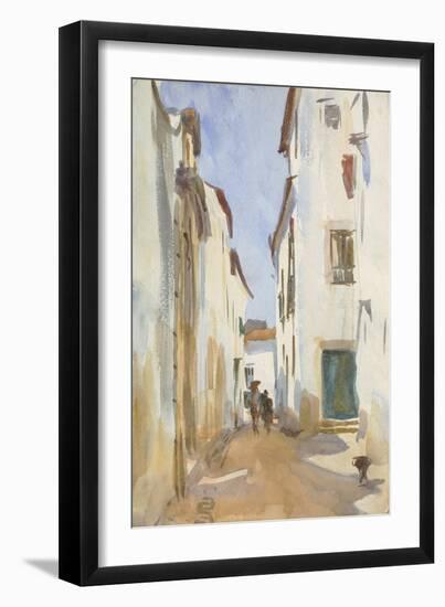 Street in a Mediterranean Town (Brush & W/C over Pencil on Paper)-John Singer Sargent-Framed Giclee Print