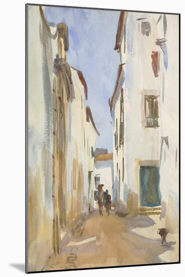 Street in a Mediterranean Town (Brush & W/C over Pencil on Paper)-John Singer Sargent-Mounted Giclee Print
