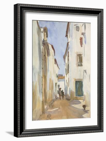 Street in a Mediterranean Town (Brush & W/C over Pencil on Paper)-John Singer Sargent-Framed Giclee Print
