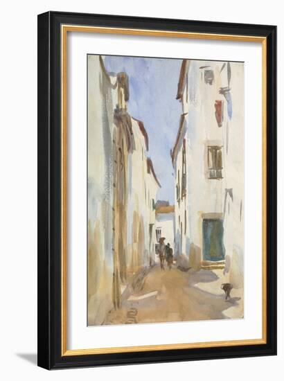 Street in a Mediterranean Town (Brush & W/C over Pencil on Paper)-John Singer Sargent-Framed Giclee Print