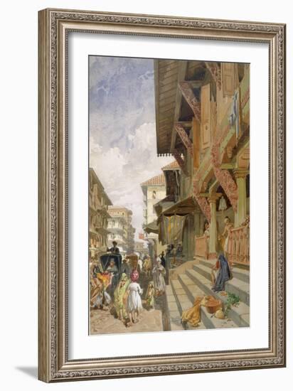 Street in Bombay, from 'India Ancient and Modern', 1867 (Colour Litho)-William 'Crimea' Simpson-Framed Giclee Print