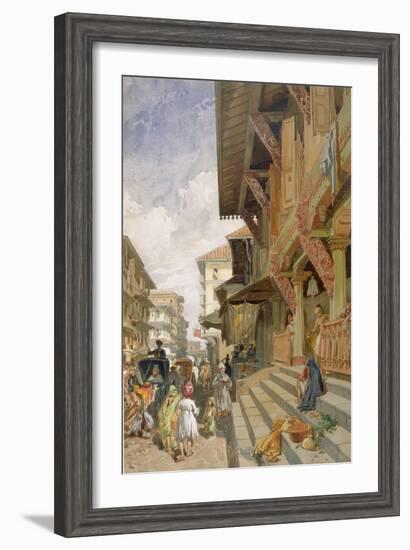 Street in Bombay, from 'India Ancient and Modern', 1867 (Colour Litho)-William 'Crimea' Simpson-Framed Giclee Print