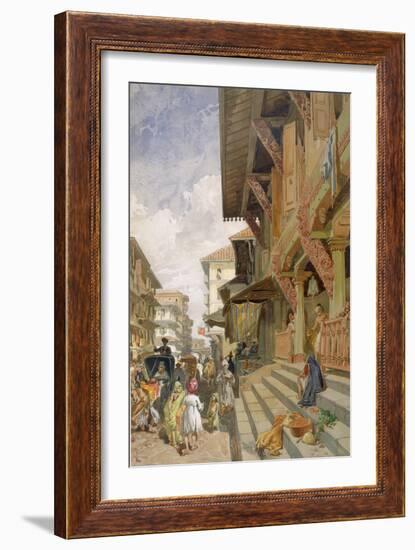 Street in Bombay, from 'India Ancient and Modern', 1867 (Colour Litho)-William 'Crimea' Simpson-Framed Giclee Print