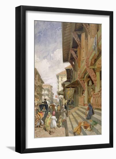 Street in Bombay, from 'India Ancient and Modern', 1867 (Colour Litho)-William 'Crimea' Simpson-Framed Giclee Print