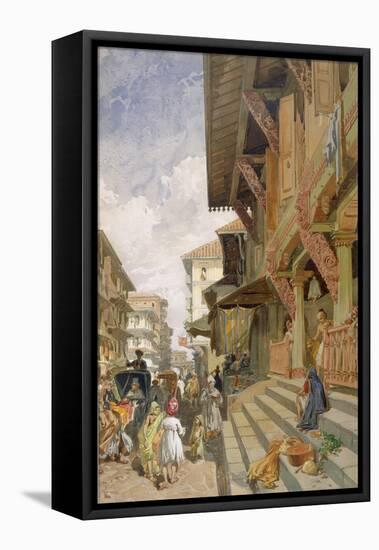 Street in Bombay, from 'India Ancient and Modern', 1867 (Colour Litho)-William 'Crimea' Simpson-Framed Premier Image Canvas