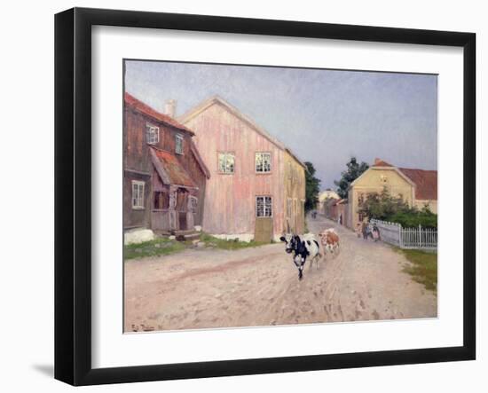 Street in Hokksund, 1891-Fritz Thaulow-Framed Giclee Print