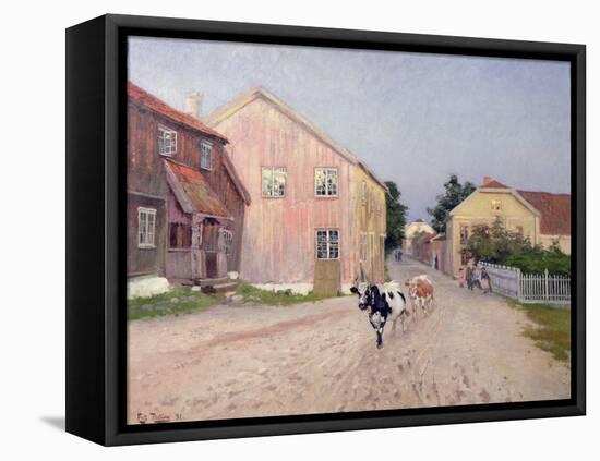Street in Hokksund, 1891-Fritz Thaulow-Framed Premier Image Canvas