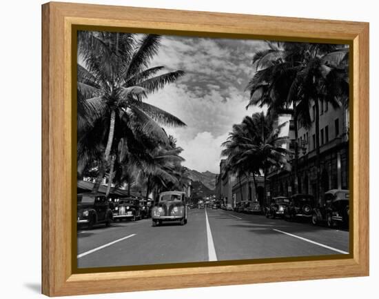 Street in Honolulu, Hawaii-null-Framed Premier Image Canvas