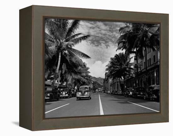 Street in Honolulu, Hawaii-null-Framed Premier Image Canvas