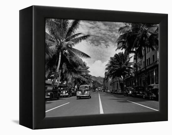 Street in Honolulu, Hawaii-null-Framed Premier Image Canvas