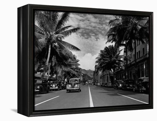 Street in Honolulu, Hawaii-null-Framed Premier Image Canvas